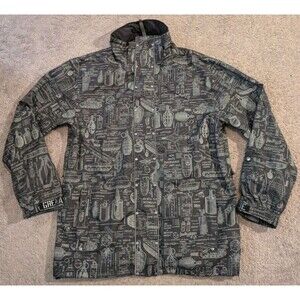 Grenade Fatigue Project All Over Print Black Snowboarding Jacket Men's Large
